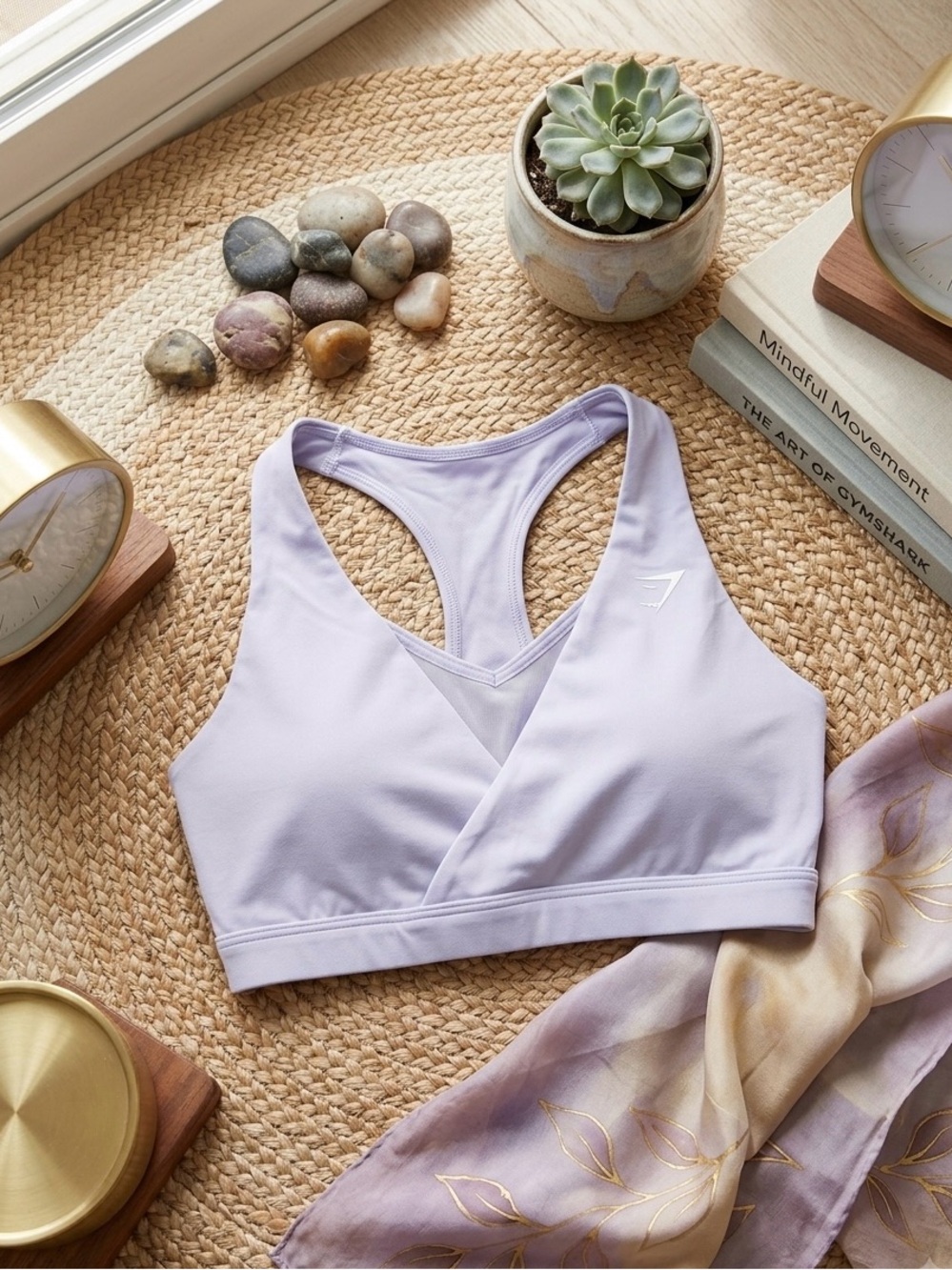 Gymshark Lavender Wrap-Front Racerback Sports Bra